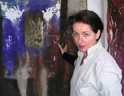 Eva Kreutzberger in ihrem Atelier, Foto: rita Maikowski
